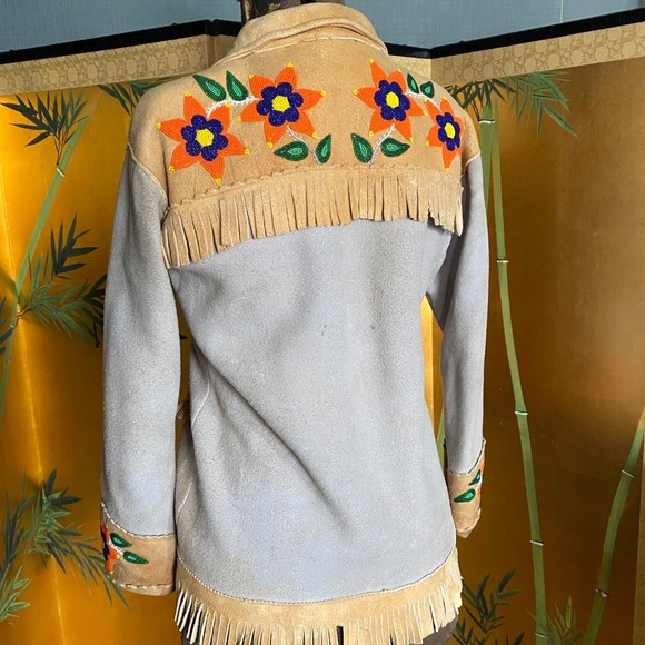 Vintage 1970s Suede Beaded Jacket - Picture 3 of 9